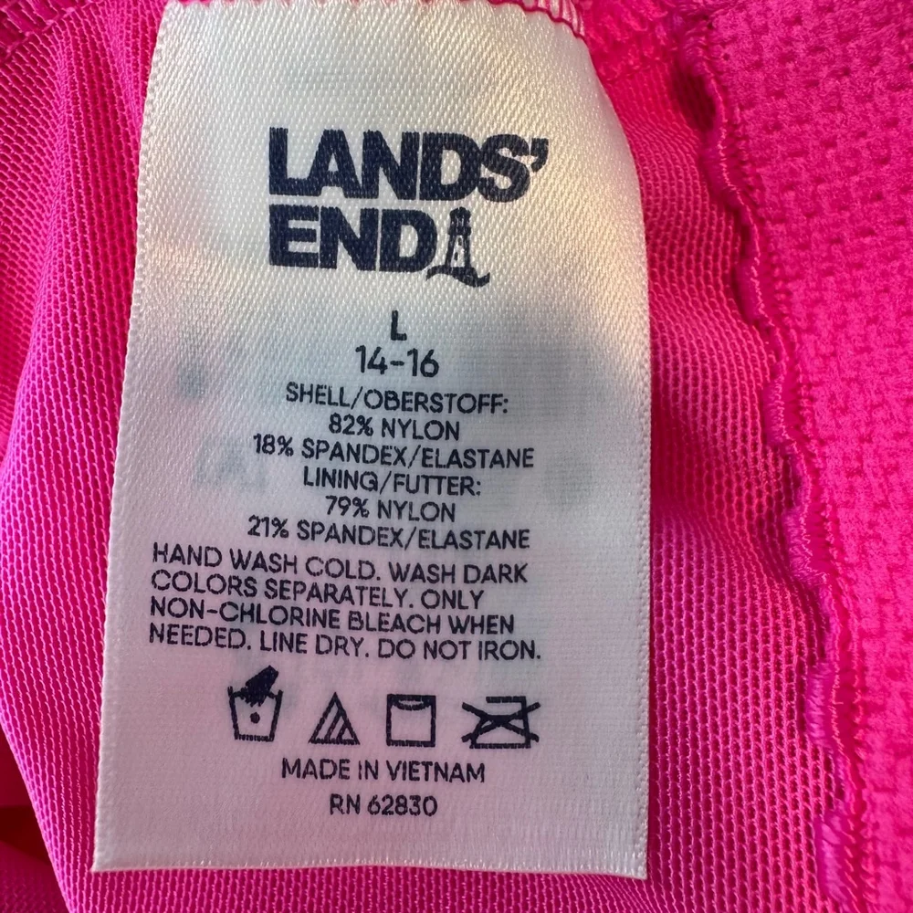 Lands' End One Piece Womens L Orange UPF 50 One Shoulder Tummy Control Swimsuit